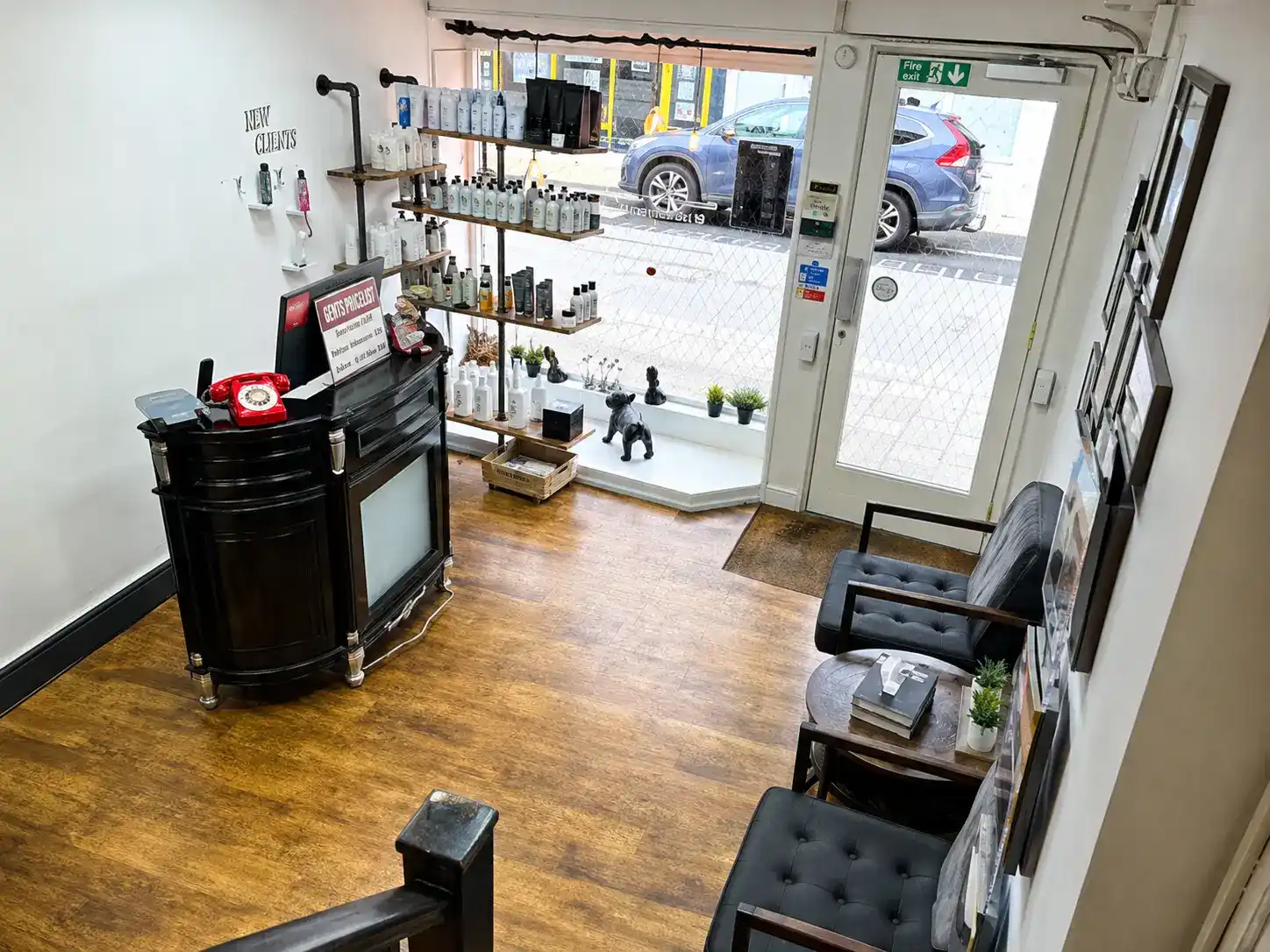 Salon overview from the mezzanine at The Establishment Hairdressing, Farnham