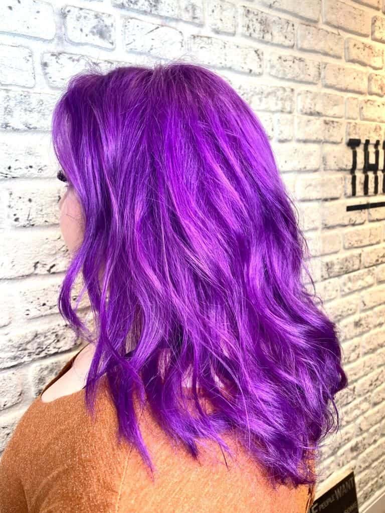 Vivid purple hair colour created at The Establishment Hairdressing, Farnham